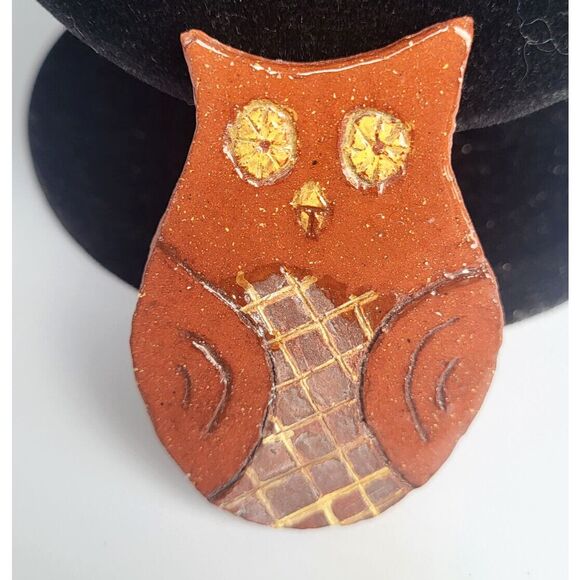 Artisan Ceramic Owl Tile 3" - Picture 1 of 3